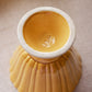 Small Yellow Ceramic Ribbed Footed Planter Vase