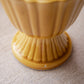 Small Yellow Ceramic Ribbed Footed Planter Vase