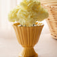 Small Yellow Ceramic Ribbed Footed Planter Vase