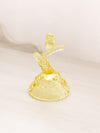 Small Yellow Gold Glass Owl on Branch Floral Ring Holder