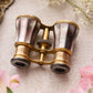 Vintage Brass Opera Glasses with Smokey Purple Mother of Pearl Details