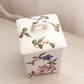 Small Square White Floral Pink Purple Ceramic Lidded Canister