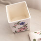 Small Square White Floral Pink Purple Ceramic Lidded Canister