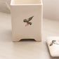 Small Square White Floral Pink Purple Ceramic Lidded Canister