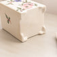 Small Square White Floral Pink Purple Ceramic Lidded Canister