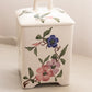 Small Square White Floral Pink Purple Ceramic Lidded Canister