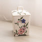 Small Square White Floral Pink Purple Ceramic Lidded Canister