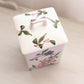 Small Square White Floral Pink Purple Ceramic Lidded Canister