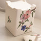 Small Square White Floral Pink Purple Ceramic Lidded Canister