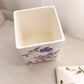 Large Square White Floral Pink Purple Ceramic Lidded Canister