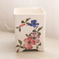 Medium Square White Floral Pink Purple Ceramic Canister (No Lid)