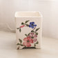 Medium Square White Floral Pink Purple Ceramic Canister (No Lid)
