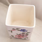 Medium Square White Floral Pink Purple Ceramic Canister (No Lid)