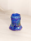 Summit Art Glass Dark Blue Carnival Floral Toothpick Holder