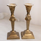 Tall Brass Candlestick with Lion Head Designs