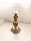 Tall Brass Pricket Candleholder with Floral Designs