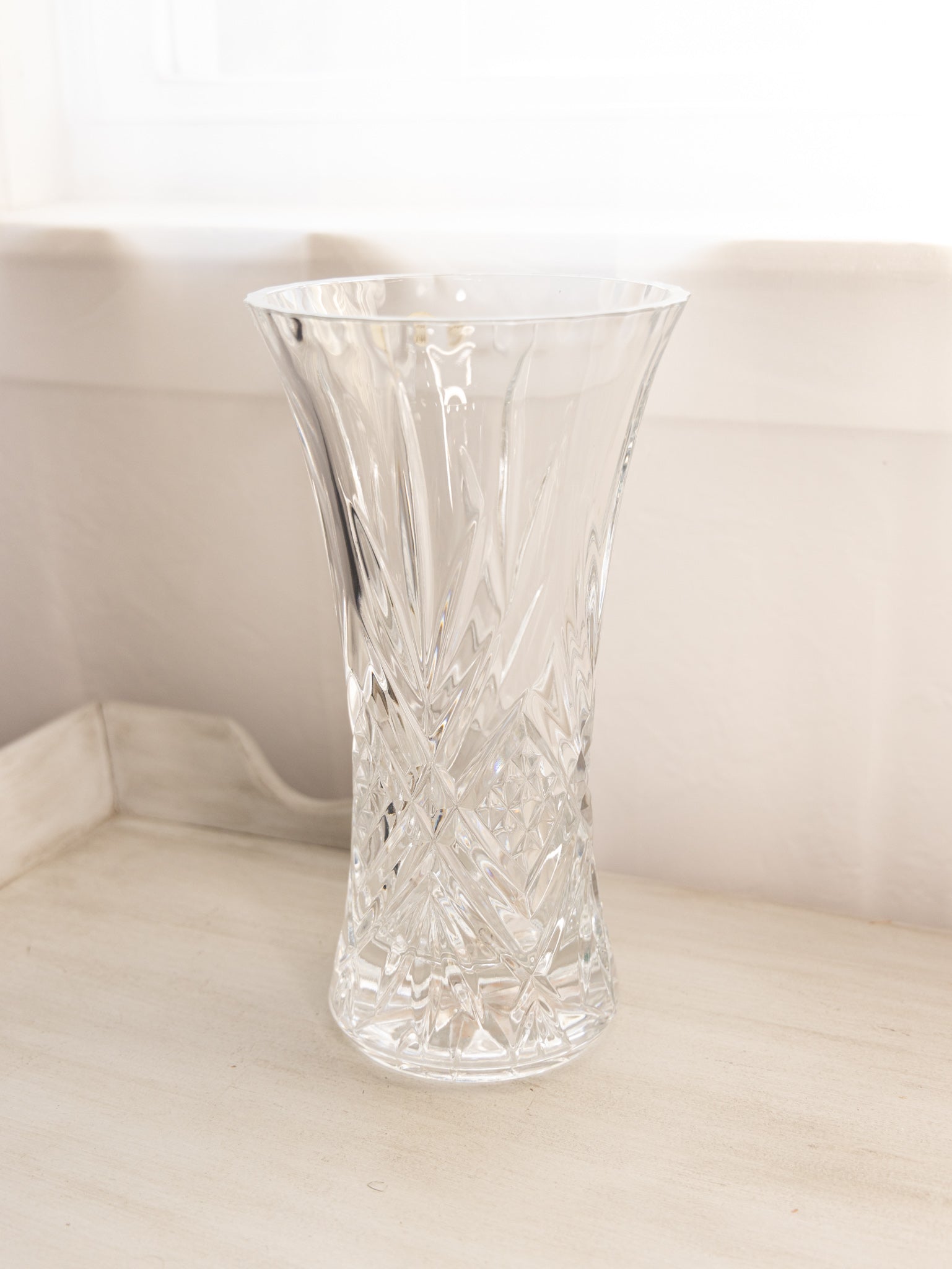 Tall Cristal d'Arques Clear Crystal Glass Vase (Made in France