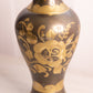 Tall Silver and Gold Tone Brass Vase with Floral Designs & Ruffle Edge