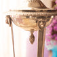 Tall Silver Tone Metal Tripod Dish with Lion(?) Face Details