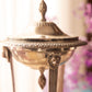 Tall Silver Tone Metal Tripod Dish with Lion(?) Face Details
