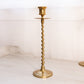 Tall Thin Brass Candlestick with Spiral Stem