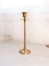 Tall Thin Brass Candlestick with Spiral Stem