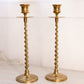 Tall Thin Brass Candlestick with Spiral Stem