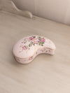 Tear Shaped Pink Ceramic Lidded Box with Pink Floral Designs