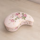 Tear Shaped Pink Ceramic Lidded Box with Pink Floral Designs