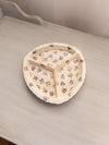 Triangular Cream Ceramic Divided Tray with Floral Designs