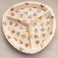 Triangular Cream Ceramic Divided Tray with Floral Designs