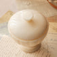 Vintage Alabaster Lidded Footed Ribbed Stone Jar