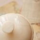 Vintage Alabaster Lidded Footed Ribbed Stone Jar