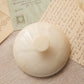 Vintage Alabaster Lidded Footed Ribbed Stone Jar