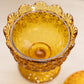 Vintage Amber Glass Daisy & Button Lidded Footed Dish