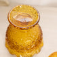 Vintage Amber Glass Daisy & Button Lidded Footed Dish