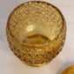 Vintage Amber Glass Footed Daisy & Button Lidded Jar