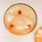 Vintage Amber Glass Lidded 3-Toed Dish with Flower Finial