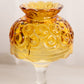 Vintage Amber Glass Moon and Star Fairy Lamp with Clear Glass Base