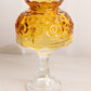 Vintage Amber Glass Moon and Star Fairy Lamp with Clear Glass Base
