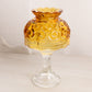 Vintage Amber Glass Moon and Star Fairy Lamp with Clear Glass Base