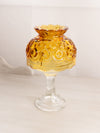 Vintage Amber Glass Moon and Star Fairy Lamp with Clear Glass Base