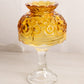 Vintage Amber Glass Moon and Star Fairy Lamp with Clear Glass Base