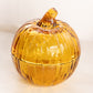Vintage Amber Glass Pumpkin Lidded Dish