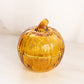 Vintage Amber Glass Pumpkin Lidded Dish