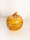 Vintage Amber Glass Pumpkin Lidded Dish