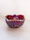 Vintage Iridescent Amberina Glass Comet in The Stars Bowl with Sawtooth Edge (Glows)