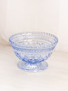 Vintage Anchor Hocking Blue Glass Footed Bowl with Diamond Designs
