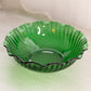 Vintage Anchor Hocking Medium Forest Green Glass Swirl Crimped Bowl