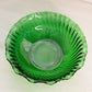 Vintage Anchor Hocking Medium Forest Green Glass Swirl Crimped Bowl